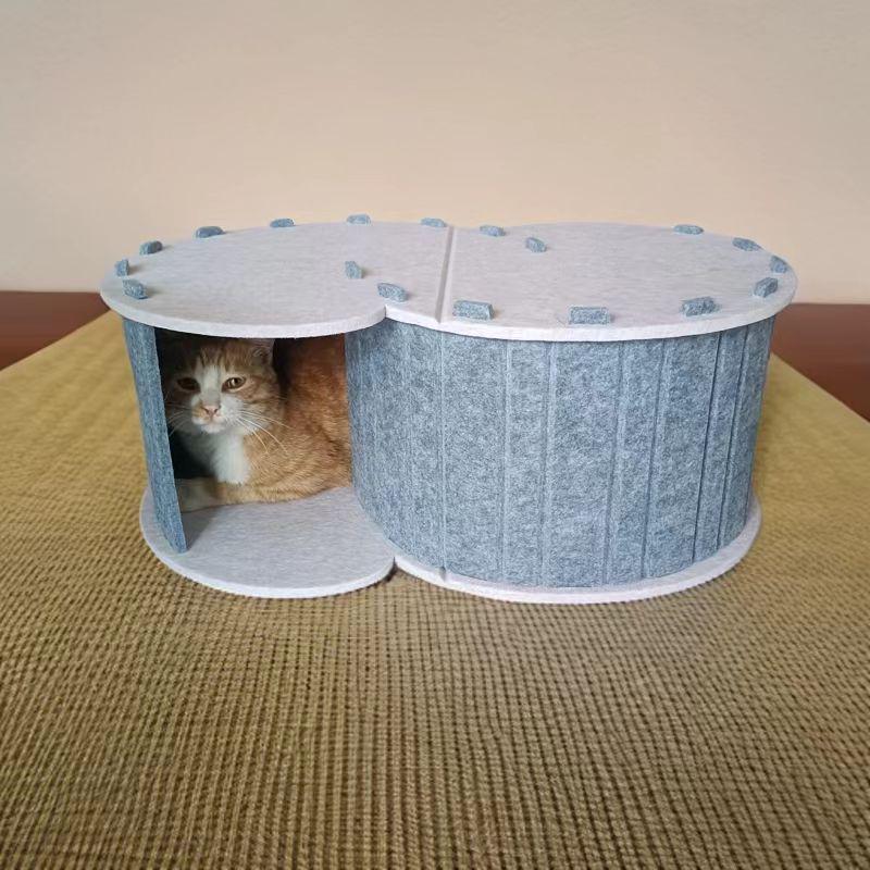 毛毡猫窝四季通用宠物窝立式双层猫窝可拆卸便携收纳猫咪窝猫抓板
