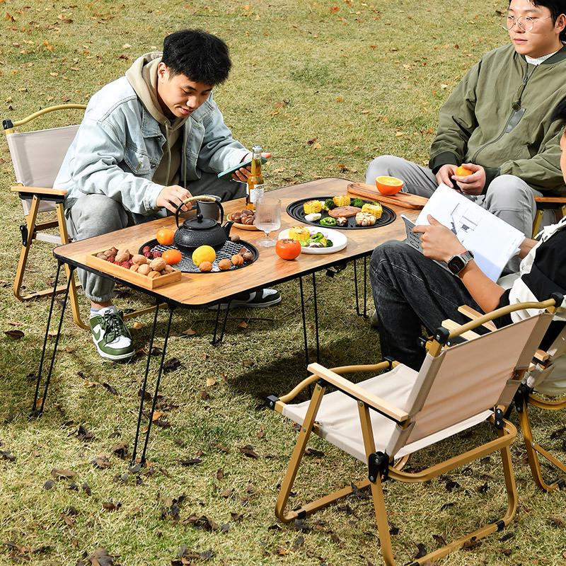 户外聚餐野营折叠双拼围炉煮茶桌冬季家用氛围碳烤两用桌子木炭炉
