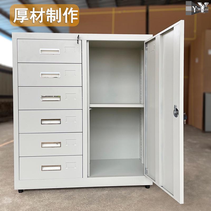铁皮柜文件柜钢制储存办公柜半截12抽六斗桌下地柜工具收纳抽屉柜