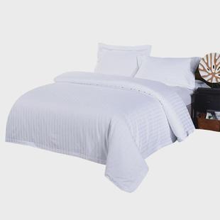 棉优五星酒店布草宾馆客房床上用品全棉精梳3cm加密缎条四件套