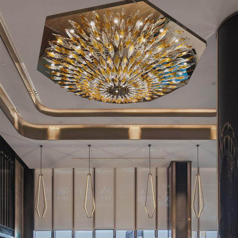酒店大厅水晶吊灯大型售楼部别墅所展厅灯非标工程休闲区灯具