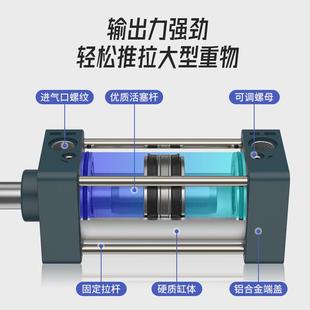 亚德客型气缸sc 件带磁可调行程铝合金 160大推力活塞式 气缸气动元
