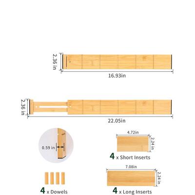 现货厨房抽屉分隔器竹子竹制抽屉整理隔板调节分隔板竹制抽屉隔板