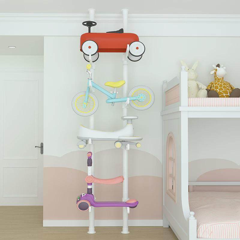 顶天立地儿童玩具车收纳架客厅多层滑板车置物架免打孔伸缩落地杆,收纳整理,置地/升降晾晒衣架,淘宝优惠券,粉丝福利购,淘宝优惠卷