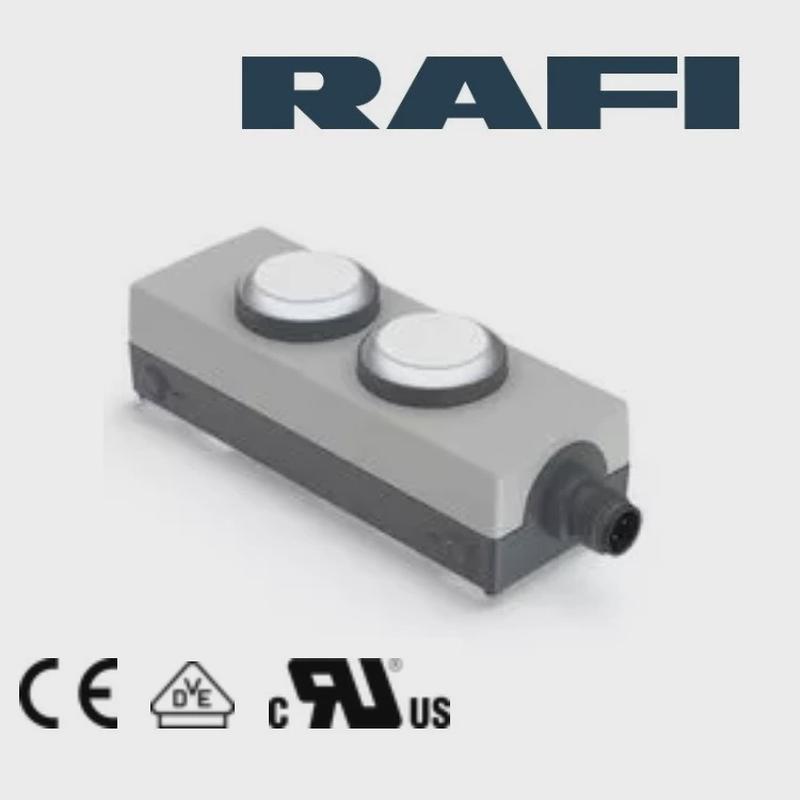 RAFI防水E-BOX德国M12带灯急停按钮开关盒1.22.392.392/2200