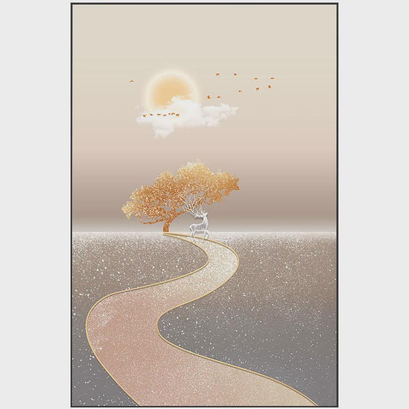 轻奢玄关装饰画过道画背景好福禄山水挂画竖版高档客厅大幅寓意画