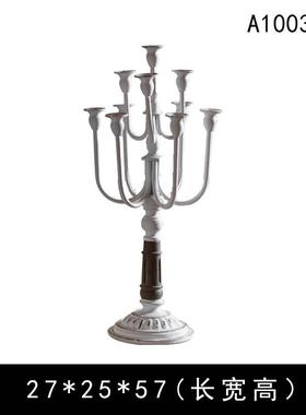 做复古金属烛台浪漫烛光晚餐道具美式餐桌旧婚庆轻奢摆台蜡烛台