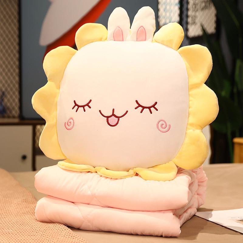 花朵抱枕被子两用空调被折叠毯子抱枕二合一汽车内车载抱枕靠背垫