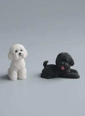 创意迷你仿真泰迪狗狗家居桌面摆件树脂工艺品汽车内饰装饰品礼品