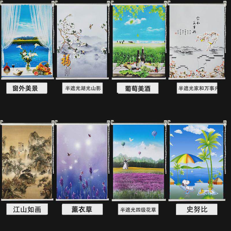 简易窗帘遮光免打孔卫生间厨房客厅卧室阳台升降百叶手拉试挂卷帘