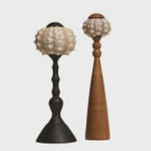 现代轻奢艺术拱形皮革摆件台上钟表钟样板间售楼处客厅软装 饰品