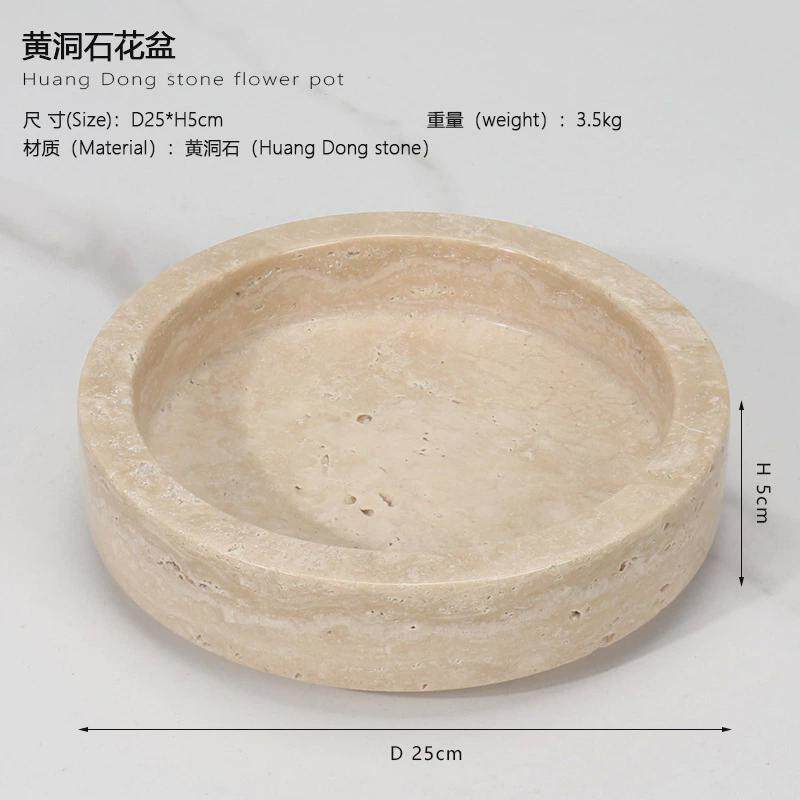 花器天然大理石绿植仿真轻奢花盆电视柜茶几玄关桌面装饰工艺摆件
