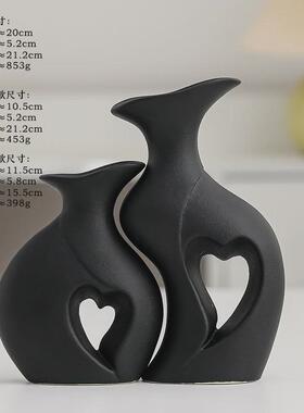 创意新组合白色简约高级感装饰品摆件ins风家居客厅桌面陶瓷花瓶