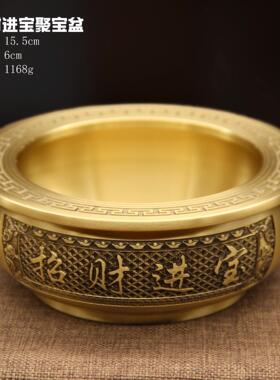 家居纯黄铜器摆件招百福浮雕聚宝盆财创意礼品八宝盆桌面商务送礼