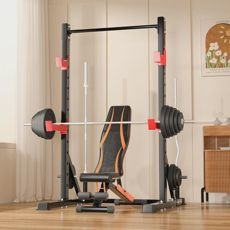 小深蹲架简易家用小型框式多功能自由卧推架单杠半龙门架健身器材