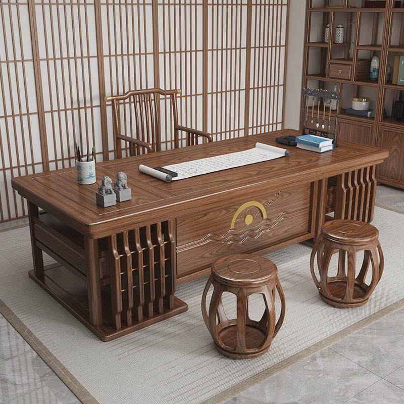 x写字台2实木书桌新中式复古风画案沇带抽屉办公书房画案书法家用