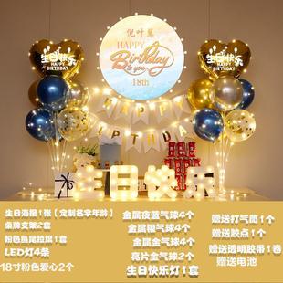 饰品儿童周岁快乐女孩男孩场景成人礼 网红生日布置气球派对18岁装