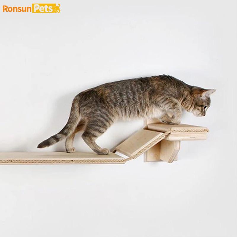 墙上出口吊桥软梯爬墙猫爬架墙壁挂式猫吊桥木质猫墙架小型猫爬梯