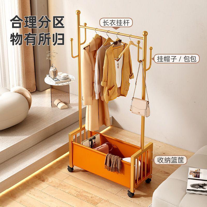 热销可移动多功能衣帽架落地立式挂衣架家用卧室内晾衣架移动式收