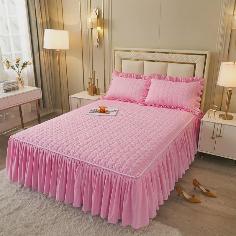 床裙床笠床单床垫套四季通用床罩床盖单件三件套公主裙边可拆卸
