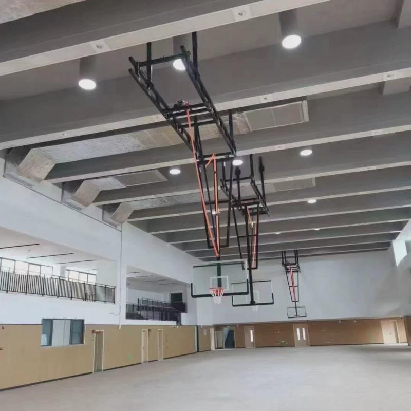 吊顶悬空篮球架手动电动屋顶挂式篮球架墙体固定可升降儿童篮球框