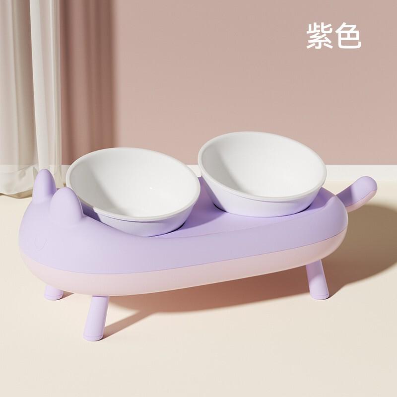 小清新宠物新款陶瓷高架双碗狗狗防打翻喂食碗猫碗饭盆喝水狗食盆