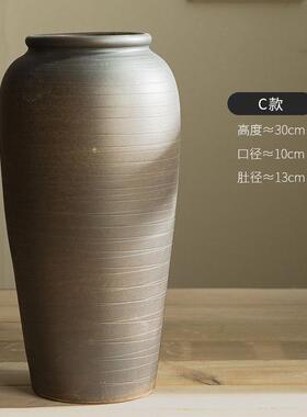 复古陶瓷花瓶日式禅意花盆手工粗陶陶罐子客厅家居插花新中式摆件
