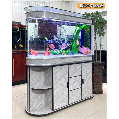 家用大型鱼缸过滤屏风玻璃水族箱底客厅落地大型屏风隔断生态鱼缸