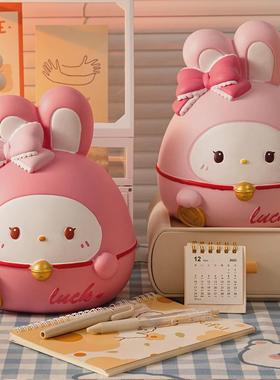 热销新款兔存钱罐女孩可爱创意搪可耐摔胶存可取大容量加厚储蓄罐