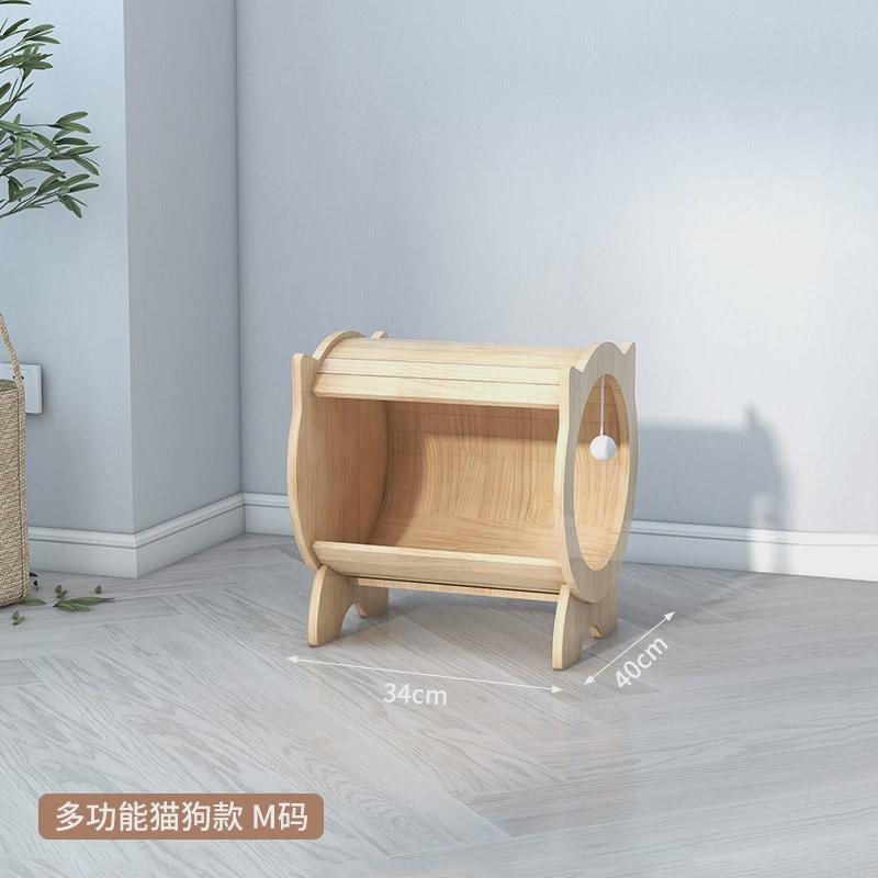 萌助2024猫屋猫四季通用半封闭猫咪窝房子实木猫窝猫抓板一体批发