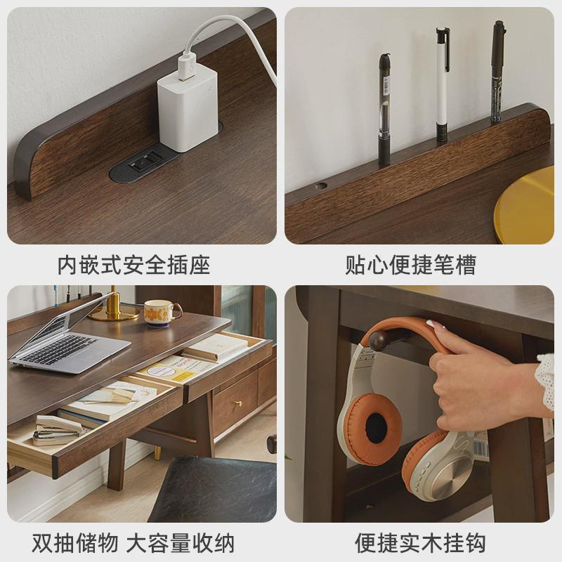家逸电脑台式简易家用卧室桌子办公桌椅实木书桌儿童学习桌写新品