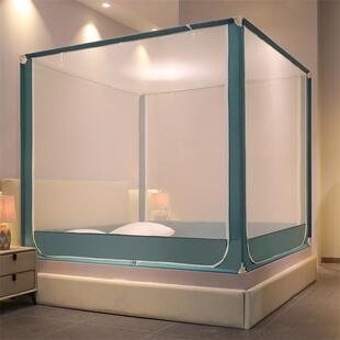 坐床蚊帐蒙古包三开门蚊帐防蚊宝宝防掉床家用拉链加密加厚可拆卸