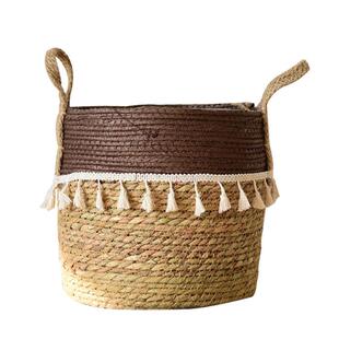 北欧手工草编花篮海草编织篮子藤编花盆套客厅落地装饰大花盆摆件