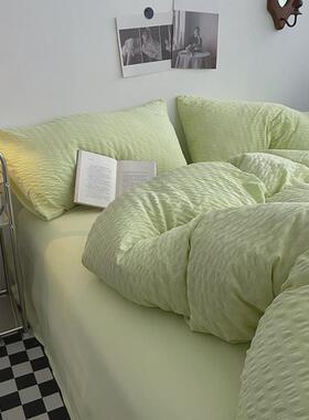 iyr7三小泡泡水洗棉四件套浪漫紫色被套双人1.8床单宿舍夏季薄款