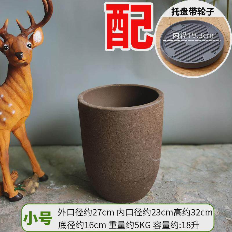 包邮特大号别墅紫砂花盆组合透气户外陶土高陶罐复古庭院陶瓷花盆