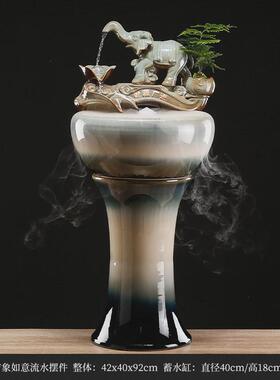 落地高端大型招财鱼缸流水摆件客厅生财景观室内轻奢喷泉造景礼品