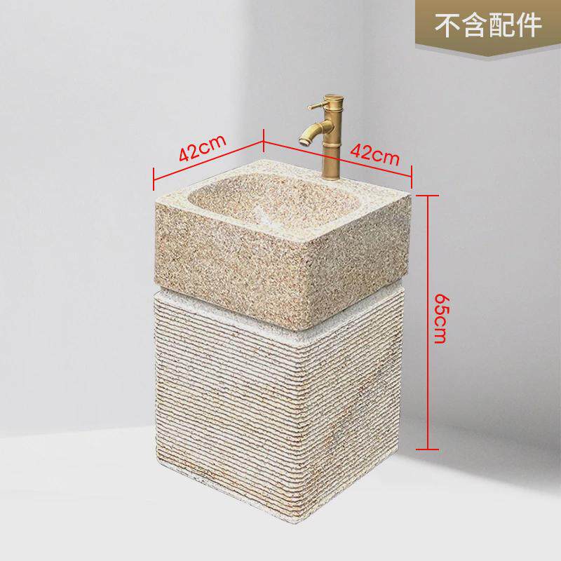 y禊3天然石材洗手一体台盆户外落地式大理石立柱盆庭院幼儿园水池