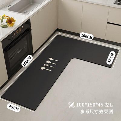 简约纯色厨房专用地垫拐角L型硅藻泥防滑吸水速干装饰易打理脚垫