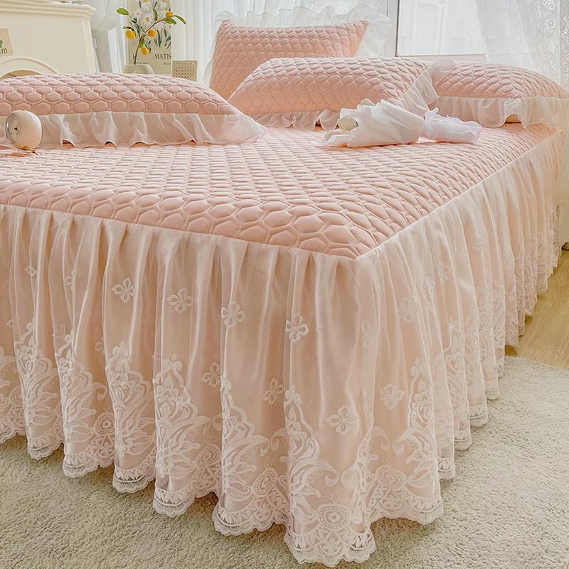 i9at乳胶凉席床裙款夏季可水洗折叠公主风花边家用三空调席子冰丝