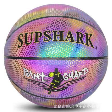 篮球反光夜光7号成人比赛球发光耐磨超仟反光篮球学生儿童训练球