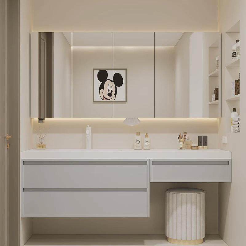 耐可丽定制一体盆梳妆台浴室柜组合现代简约吊柜岩板无缝盆洗漱台,家装主材,浴室柜组合,淘宝优惠券,粉丝福利购,淘宝优惠卷
