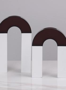 热销现代简约花瓶客厅亚克力拱门花插艺术干花花器摆件样板房金属