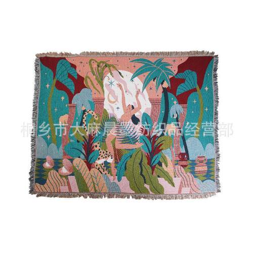 北欧梦之森涤棉双面柔软林沙发盖布沙发巾ins风单人组合套罩毯