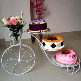 欧式 创意铁艺蛋糕架子三层自行车婚庆生日多层蛋糕架甜品台展示架
