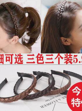 仿真发发箍女韩版简约成人头箍可爱发卡发饰宽边麻花辫子
