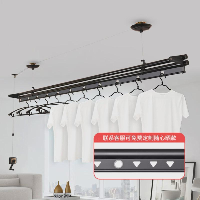 靓颖厂家直供阳台手摇升降晾衣架晒衣架手动晾衣架小阳台晶泳单杆