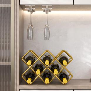 1z5x红酒架摆件轻奢展示架金属葡萄酒置物架酒柜瓶放红酒内斜托架