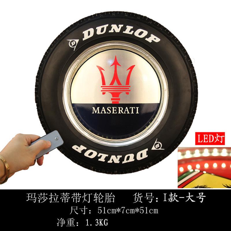 复古铁艺led轮胎咖酒吧网壁挂餐厅墙壁挂饰墙面创意装饰带遥控器