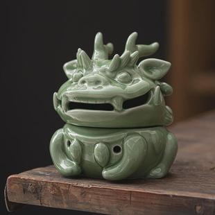 纳福龙越窑陶瓷盘香炉青瓷工艺品熏香摆件倒流香薰炉家居香道