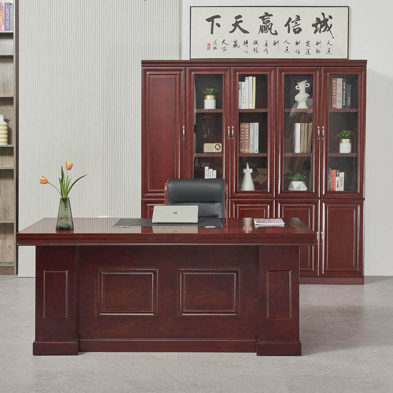 新中式老板办公桌椅组合简约实木大班台高端总裁董事长办公室家具图片